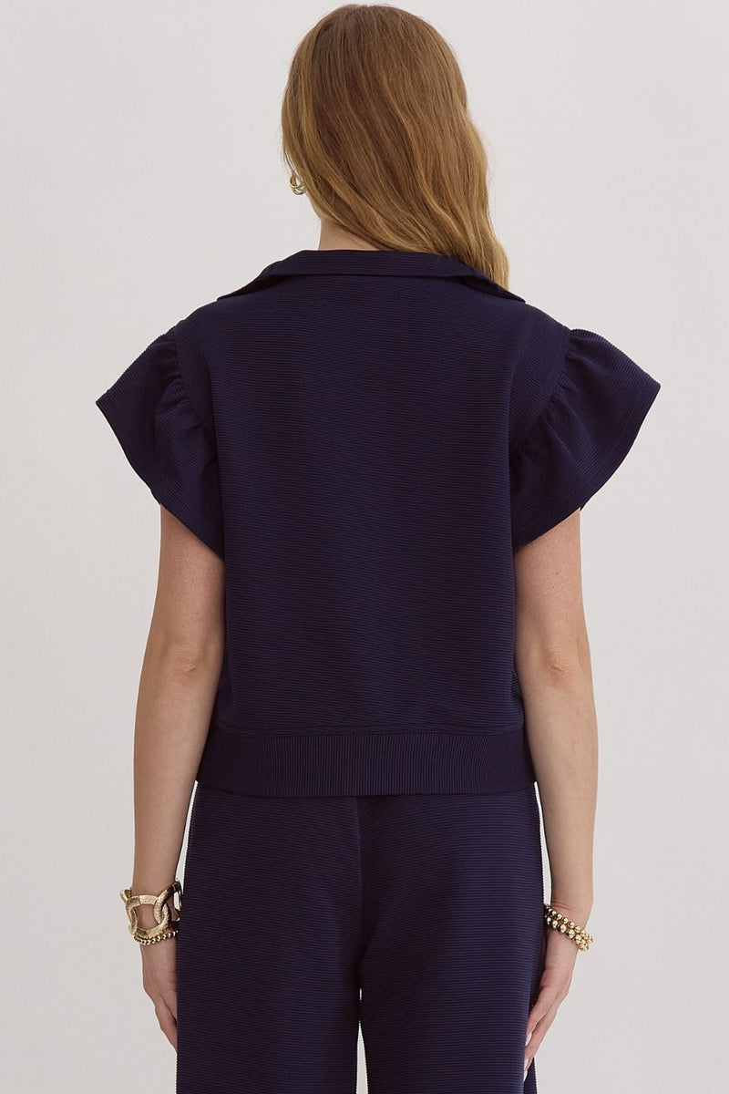 THINK POSITIVE TEXTURED TOP--NAVY