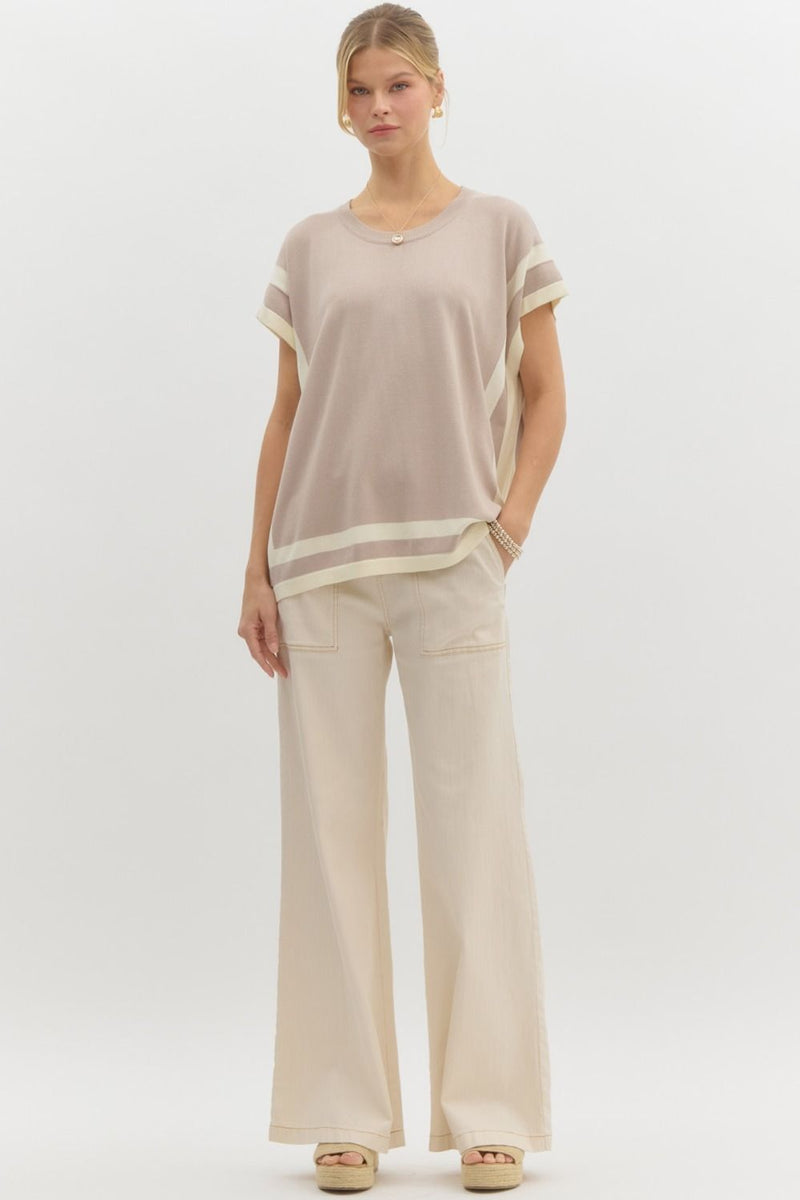 RELAXED SOFT KNIT TOP--LATTE