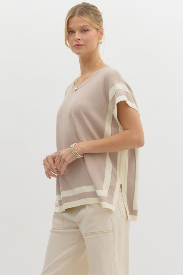 RELAXED SOFT KNIT TOP--LATTE