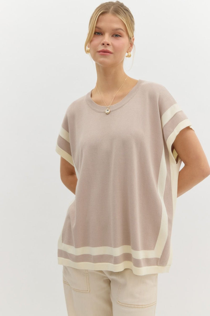 RELAXED SOFT KNIT TOP--LATTE