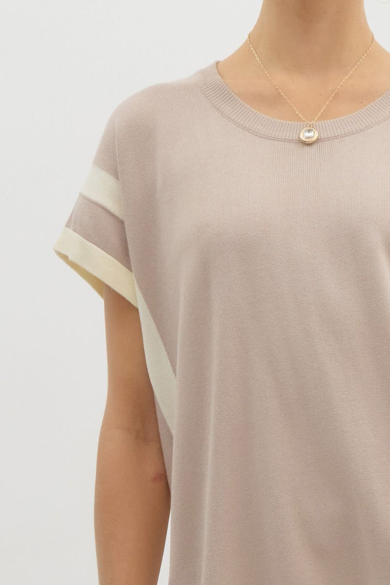 RELAXED SOFT KNIT TOP--LATTE