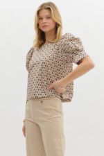 ABSTRACT FLORAL TOP--NAVY MIX