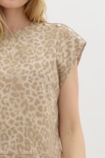 JERSEY KNIT LEOPARD SLEEVELESS TOP--TAUPE