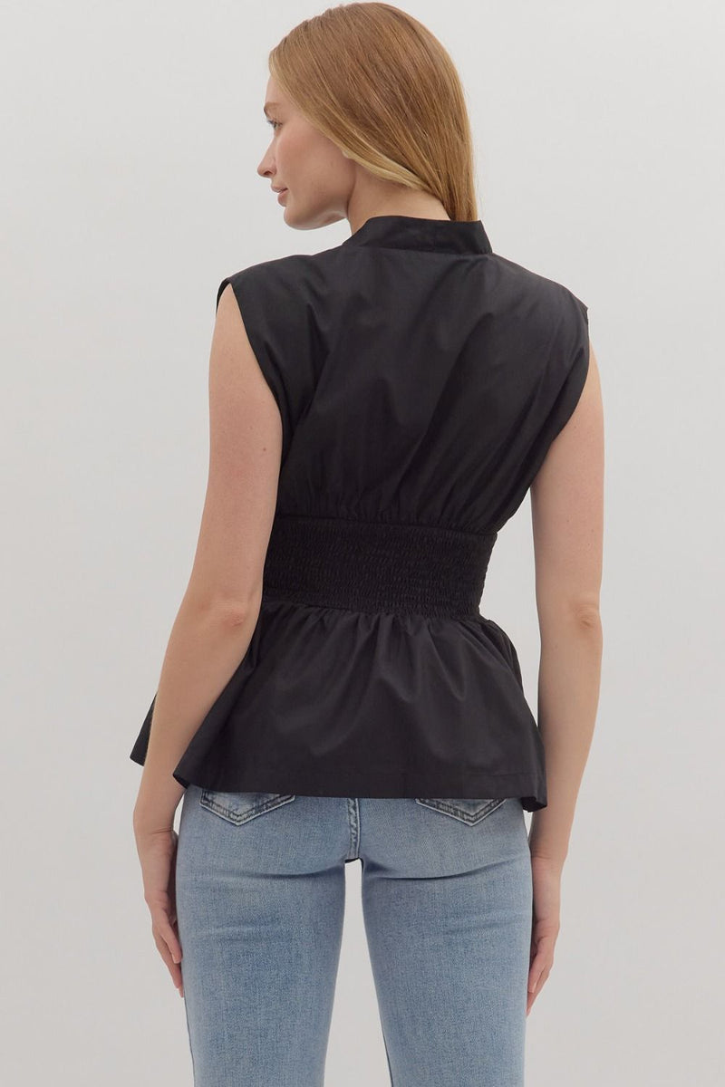 SLEEVELESS PEPLUM TOP