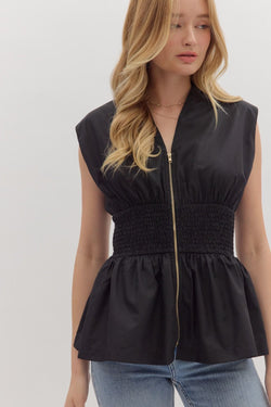 SLEEVELESS PEPLUM TOP