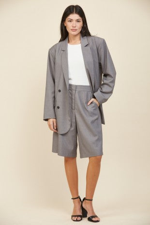 OVERSIZED DOUBLE BREASTED JACKET--GREY