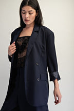 OVERSIZED DOUBLE BREASTED JACKET--NAVY