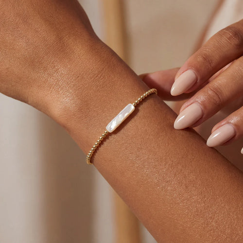 CHRISHELL GOLD FILLED BEADED BRACELET WITH PEARL