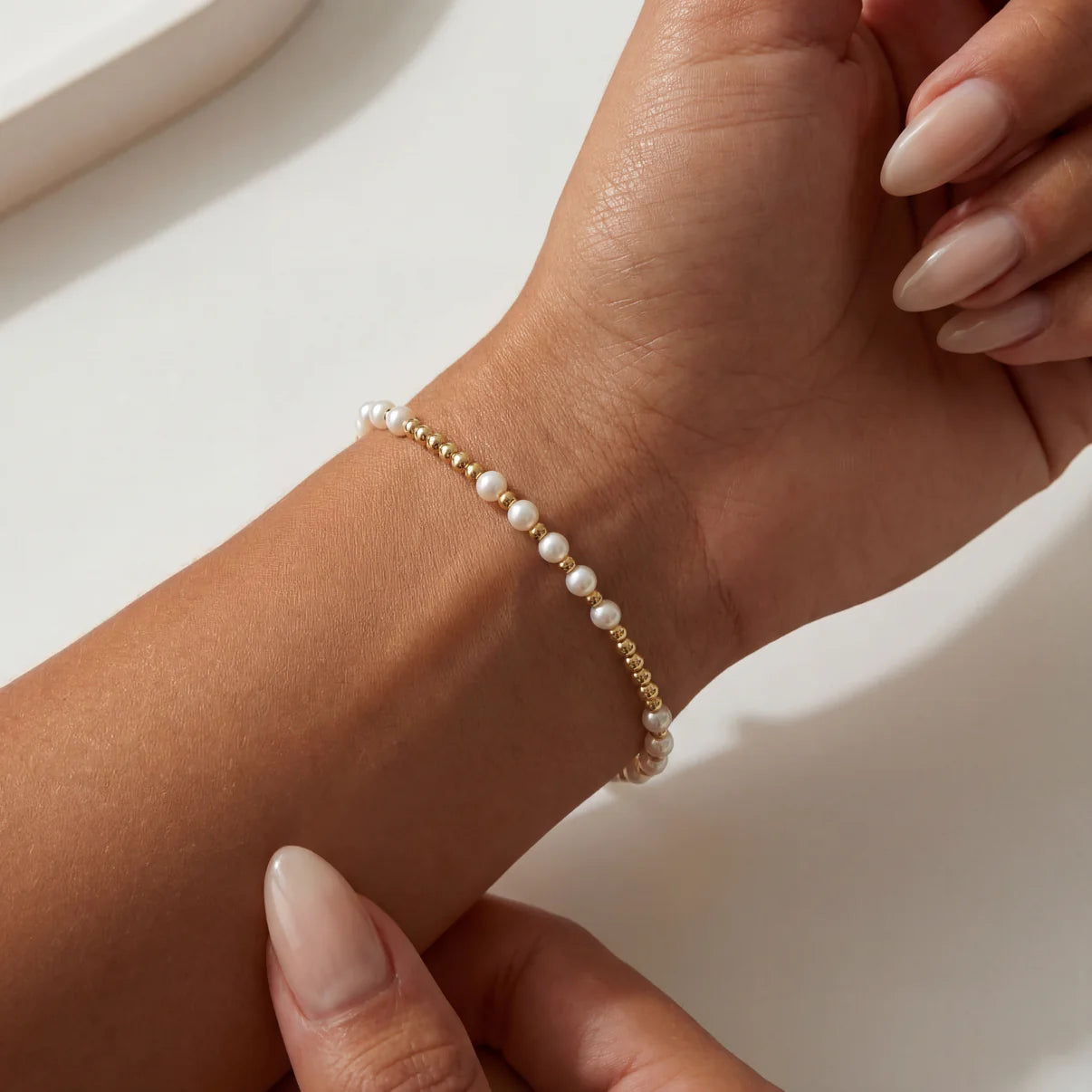 EMMA GOLD FILLED BEADED BRACELET WITH PEARLS