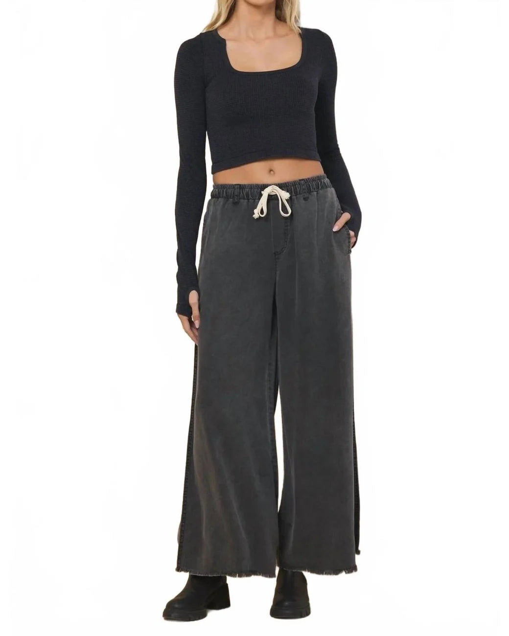 VINTAGE HAVANA BLACK TENCEL ULTRA WIDE LEG PANT