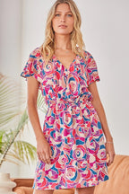 CURVY--A WORLD OF WONDER SHORT SLEEVE DRESS--MULTI